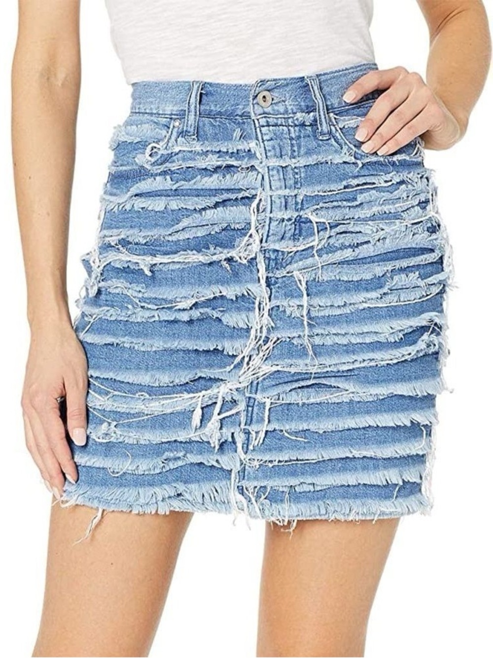 Craft Light Blue Ripped Denim Mini Skirt